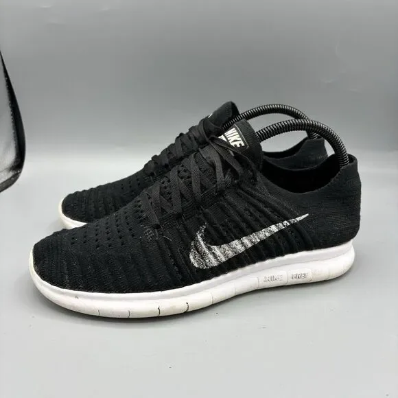 Nike Free Shoes RN Flyknit 831069-001 Men's Black White Running Size 8.5 - Picture 4 of 7